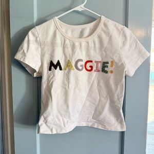 White Maggie oddli T-Shirt with Colorful Lettering